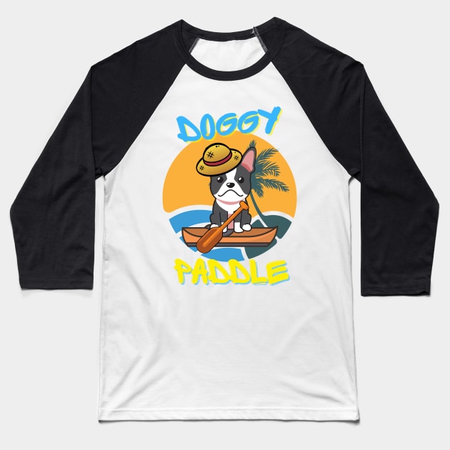 Cute French Bulldog doing the doggy paddle on a boat Baseball T-Shirt by Pet Station